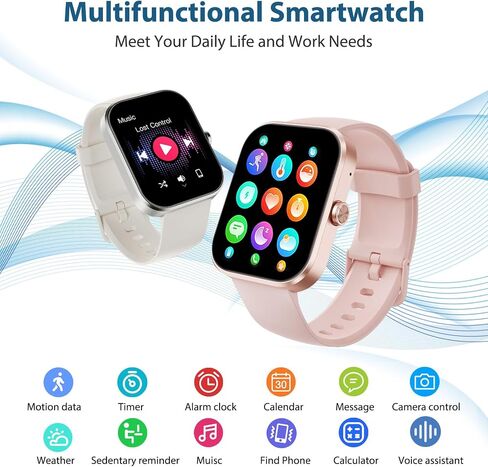 Smart Watch 1.91" HD Smartwatches Men Women, Fitness Tracker Bluetooth Call, 112+ Sports, IP68 Waterproof, Heart Rate Sleep Monitor Pedometer Calories Alarm Clock Weather, for iOS Android in Kuwait