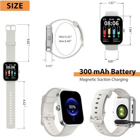 Smart Watch 1.91" HD Smartwatches Men Women, Fitness Tracker Bluetooth Call, 112+ Sports, IP68 Waterproof, Heart Rate Sleep Monitor Pedometer Calories Alarm Clock Weather, for iOS Android in Kuwait