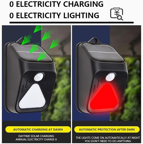 Solar Outdoor Motion Sensor Alarm 100db Loud Siren Lamp Noise Maker 3Working Modes Strobe Light with Remote,Say Goodbye to The Unwanted Explorers (Black) in Saudi Arabia