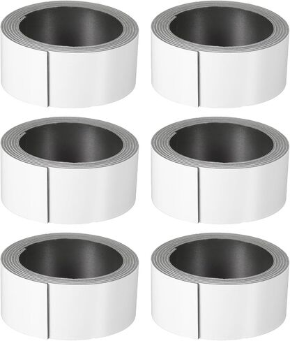 PATIKIL 19.7ft x 1 inch Dry Erase Magnetic Label Strip, 6Pcs Blank Magnet Sticky Labels Magnetic Tag Roll Tape for Whiteboard Refrigerator Classroom, Blue/White/Red/Yellow/Green/Orange in Saudi Arabia