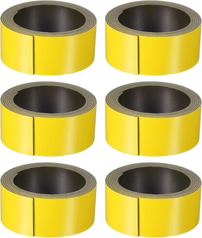 PATIKIL 19.7ft x 1 inch Dry Erase Magnetic Label Strip, 6Pcs Blank Magnet Sticky Labels Magnetic Tag Roll Tape for Whiteboard Refrigerator Classroom, Blue/White/Red/Yellow/Green/Orange in Saudi Arabia