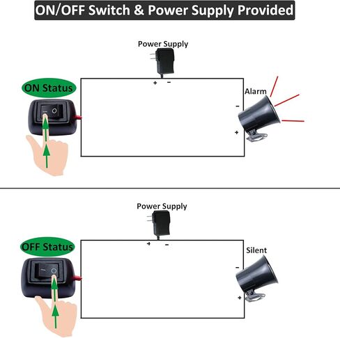 12v Wired Horn Siren Alarm System for Home Security with ON/Off Switch, 110V Power Supply and118 Inch Extension Cable, Easy Installation with All Accessories Provided. in Kuwait