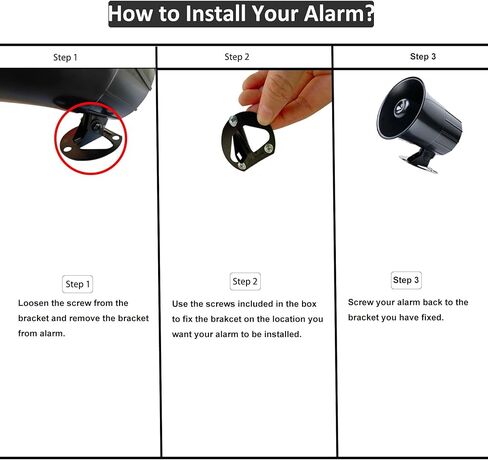 12v Wired Horn Siren Alarm System for Home Security with ON/Off Switch, 110V Power Supply and118 Inch Extension Cable, Easy Installation with All Accessories Provided. in Kuwait