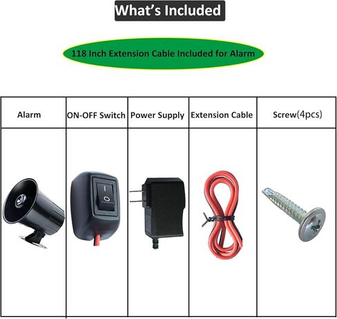 12v Wired Horn Siren Alarm System for Home Security with ON/Off Switch, 110V Power Supply and118 Inch Extension Cable, Easy Installation with All Accessories Provided. in Kuwait