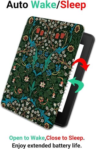 تغطية لجميع kindle kindle paperwhite 12th Gen 2024/ Kindle Colorsoft Signature Edition حالة لطيفة مع حزام يدوي ، مع جلود زهرة Pu for Girl Auto Wake/ Sleep Red Floral Wildlow in Kuwait