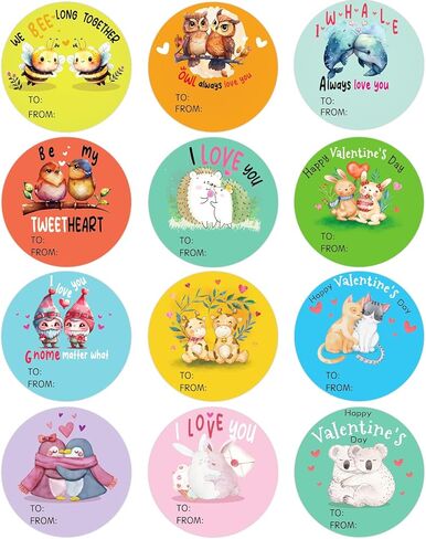 SICOHOME Happy Valentines Day Stickers 36pcs 1.5in Valentines Stickers for Kids Adults Label Stickers Envelope Seal Stickers Valentines Day Party Favors Gift Labels to from Stickers - Dinosaur in Kuwait