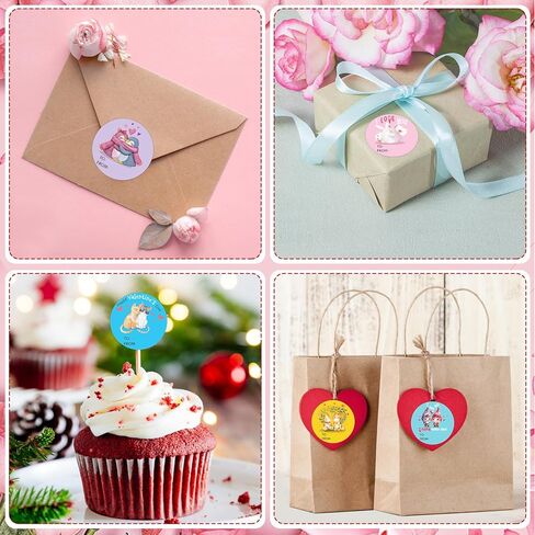 SICOHOME Happy Valentines Day Stickers 36pcs 1.5in Valentines Stickers for Kids Adults Label Stickers Envelope Seal Stickers Valentines Day Party Favors Gift Labels to from Stickers - Dinosaur in Kuwait