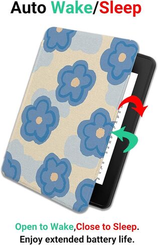 تغطية لجميع kindle kindle paperwhite 12th Gen 2024/ Kindle Colorsoft Signature Edition حالة لطيفة مع حزام يدوي ، مع جلود زهرة Pu for Girl Auto Wake/ Sleep Red Floral Wildlow in Kuwait