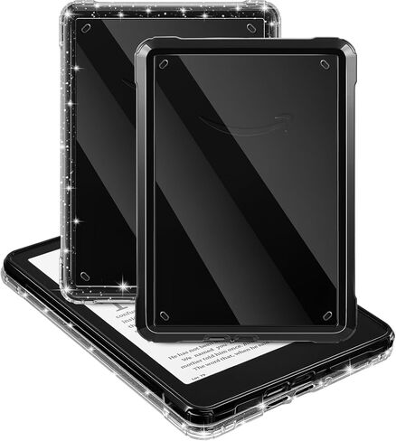 E NET-CASE 2 Pack Clear Case for All-New Kindle Paperwhite 12th Gen 2024 & Kindle Colorsoft 2024/2025（7"） Slim & Lightweight, Scratch-Proof TPU+PC Back Cover (Clear Glitter & Green) in Kuwait
