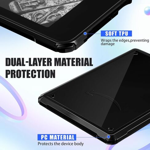 E NET-CASE 2 Pack Clear Case for All-New Kindle Paperwhite 12th Gen 2024 & Kindle Colorsoft 2024/2025（7"） Slim & Lightweight, Scratch-Proof TPU+PC Back Cover (Clear Glitter & Green) in Kuwait