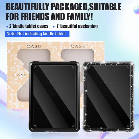 E NET-CASE 2 Pack Clear Case for All-New Kindle Paperwhite 12th Gen 2024 & Kindle Colorsoft 2024/2025（7"） Slim & Lightweight, Scratch-Proof TPU+PC Back Cover (Clear Glitter & Green) in Kuwait