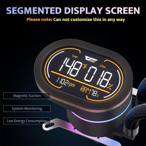 darkFlash DH360D V1.2 All-in-one Liquid CPU Cooler with Display, GPU CPU Monitoring, ARGB Sync, PWM Fans 360mm AIO, High-Efficient CPU PC Cooler Radiator for Intel 1851/1700, AMD AM4/AM5 (Black) in Kuwait
