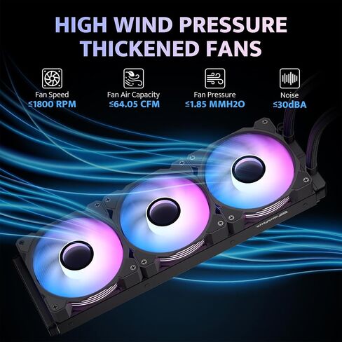 darkFlash DH360D V1.2 All-in-one Liquid CPU Cooler with Display, GPU CPU Monitoring, ARGB Sync, PWM Fans 360mm AIO, High-Efficient CPU PC Cooler Radiator for Intel 1851/1700, AMD AM4/AM5 (Black) in Kuwait