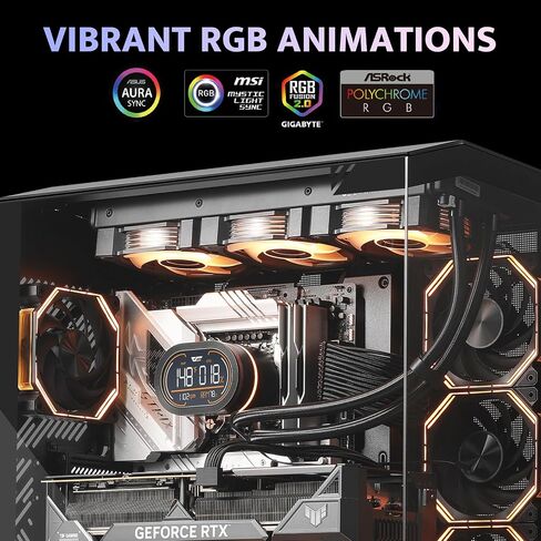darkFlash DH360D V1.2 All-in-one Liquid CPU Cooler with Display, GPU CPU Monitoring, ARGB Sync, PWM Fans 360mm AIO, High-Efficient CPU PC Cooler Radiator for Intel 1851/1700, AMD AM4/AM5 (Black) in Kuwait