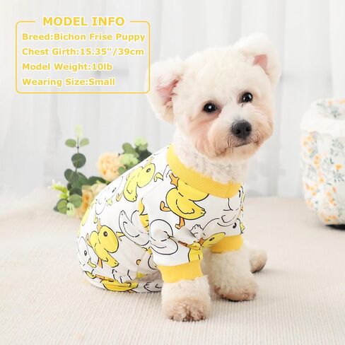 Soft Fleece Dog Pajamas for Small Dogs Adorable Puppy Sweaters Clothes Jumpsuit Pjs Lightweight Cat Coat Pet Apparel Yellow Duck, XS in Saudi Arabia