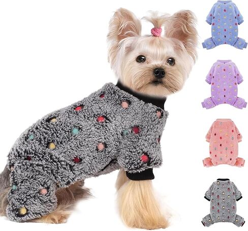 Soft Fleece Dog Pajamas for Small Dogs Adorable Puppy Sweaters Clothes Jumpsuit Pjs Lightweight Cat Coat Pet Apparel Yellow Duck, XS in Saudi Arabia
