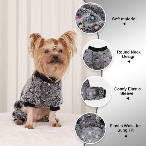 Soft Fleece Dog Pajamas for Small Dogs Adorable Puppy Sweaters Clothes Jumpsuit Pjs Lightweight Cat Coat Pet Apparel Yellow Duck, XS in Saudi Arabia