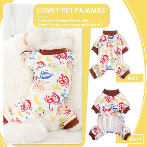 Soft Fleece Dog Pajamas for Small Dogs Adorable Puppy Sweaters Clothes Jumpsuit Pjs Lightweight Cat Coat Pet Apparel Yellow Duck, XS in Saudi Arabia