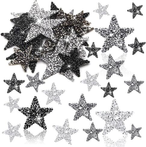 50 Pcs Iron on Star Patches, Rhinestone Star Iron on Patches,Iron on Patches for Clothe Patches for Hats,Glitter Rhinestone Appliques Adhesive,Star Patches Iron on Patches for Bag Jeans Shoes in Saudi Arabia
