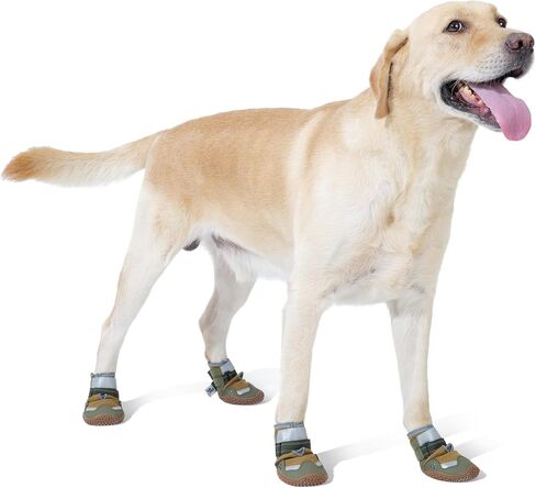 RS Waterproof Dog Shoes for Dogs,Anti-Slip Rubber Dog Booties for Summer hot Pavement,Winter Snow,Dog Boots Paw Protector with Reflective Strap for Outdoor Hiking,(Black Orange, Size 5) in Saudi Arabia