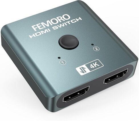 HDMI Switch 2 in 1 Out, 4K@60Hz Ultra HD Signal Switcher, Two Computer One Monitor Splitter Support HDR 3D for Game Console PS5/PS4 Xbox Roku Fire TV Stick PC Laptop, Aluminum Uni-directional Selector in Saudi Arabia