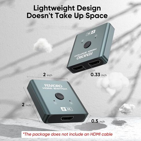 HDMI Switch 2 in 1 Out, 4K@60Hz Ultra HD Signal Switcher, Two Computer One Monitor Splitter Support HDR 3D for Game Console PS5/PS4 Xbox Roku Fire TV Stick PC Laptop, Aluminum Uni-directional Selector in Saudi Arabia