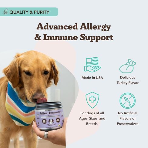 شركة Natural Dog Company Aller-Immune Chews (90 قطعة) ، نكهة الديك الرومي ، بروبيوتيك خاص بالكلاب ، مكمل مناعة الحساسية للكلاب ، يعزز الجهاز المناعي ، مضادات الأكسدة ، حكة في الحكة للكلاب in Kuwait