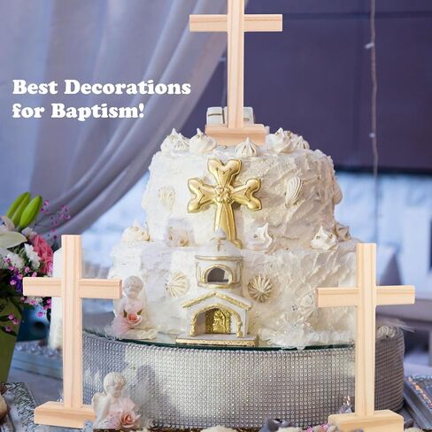 Suzile Easter Day Christian Wooden Crosses for Craft Nativity Tabletop Standing Baptism Cross Bulk Religious Centerpiece for Church Sunday School First Communion Easter 8.66 x 4.72 Inch(6 Pcs) in Saudi Arabia