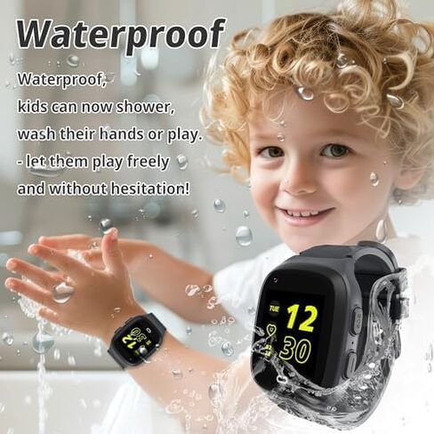 4G Kids Smart Watch for Boys with GPS SIM CARD WIFI موقع الهاتف الخلوي SOS استدعاء دردشة صوتية مضادة للماء على مدار الساعة على مدار الأعمار من 5 إلى 12 هدايا عيد ميلاد الأطفال (أسود) in Saudi Arabia