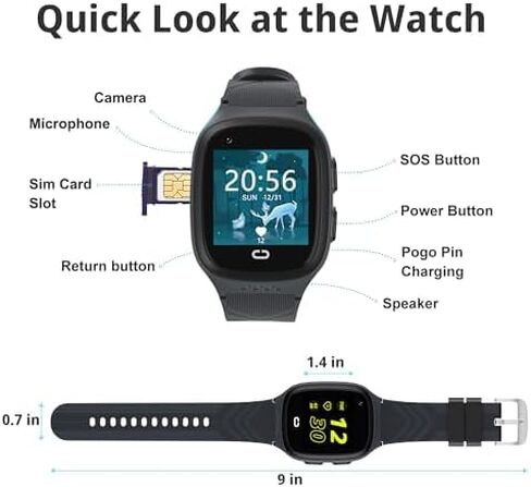 4G Kids Smart Watch for Boys with GPS SIM CARD WIFI موقع الهاتف الخلوي SOS استدعاء دردشة صوتية مضادة للماء على مدار الساعة على مدار الأعمار من 5 إلى 12 هدايا عيد ميلاد الأطفال (أسود) in Saudi Arabia