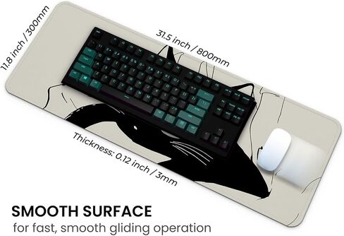 Large Gaming Mouse Pad, Full Keyboard Mat, Long Laptop Mousepad, Computer Mouse Mat for Home and Office, Anti-Slip Rubber Base, 31.5 x 11.8 Inches (Japan Street) in Saudi Arabia