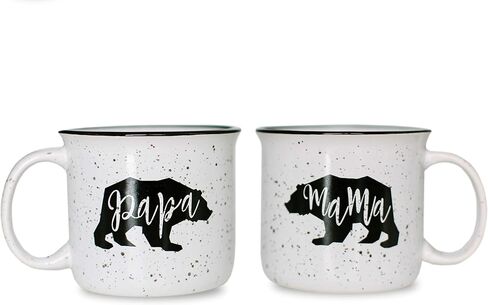 Farmhouse Mama Bear & Papa Bear Funny Campfire Couples Coffee Mug Set | 14oz Ceramic Mugs | Mama Bear Mug, Papa Bear Mug | Perfect for Parents in Kuwait