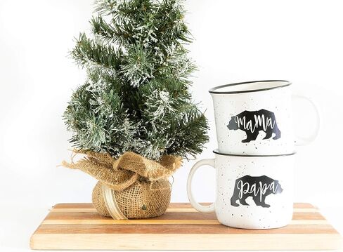 Farmhouse Mama Bear & Papa Bear Funny Campfire Couples Coffee Mug Set | 14oz Ceramic Mugs | Mama Bear Mug, Papa Bear Mug | Perfect for Parents in Kuwait