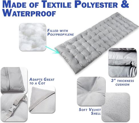 Zento Camping Cot Mattress Foam Pad للبالغين - وسادة نوم سميكة ناعمة للغاية للاستيلاء على المشي في الهواء in Kuwait