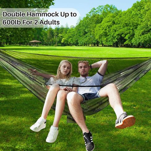 Portable Double Camping Hammock with Mos-Quito Net- 2-Person Lightweight Nylon Parachute Hammock for Outdoor Camping, Hiking, and Travel in Saudi Arabia
