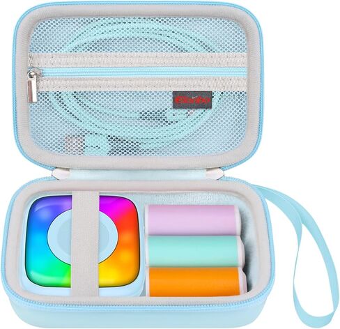 Elonbo Carrying Case for Lebt Mini Sticker Pocket Printer, Label Printer Portable Thermal Printer Travel Bag, Label Maker Machine Storage Holder, Mesh Pocket Fits Label Paper Rolls Tape, Dark Pink in Kuwait