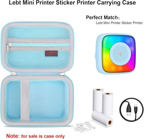 Elonbo Carrying Case for Lebt Mini Sticker Pocket Printer, Label Printer Portable Thermal Printer Travel Bag, Label Maker Machine Storage Holder, Mesh Pocket Fits Label Paper Rolls Tape, Dark Pink in Kuwait