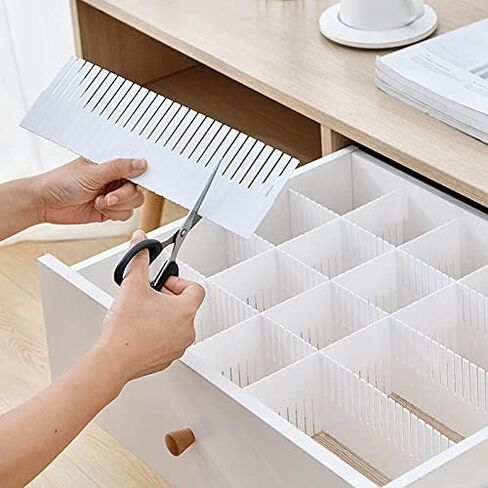 (Plastic Divider + Combination Accessories) Drawer Divider DIY Drawer Organizer No Cut Socks Medicine Cosmetics Small Items Underwear Tie Desktop Organizer (10 pcs 16x2.7 inches + 30 accessories) in Saudi Arabia