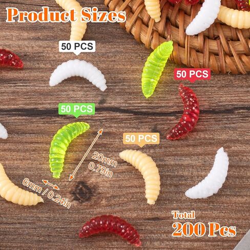 150Pcs Fake Worms for Fishing, Bass Soft Maggots Baits Bread Worm Realistic Fishing Lure, Plastic False Wax Worm for Freshwater Ice Lure Fishing in Kuwait
