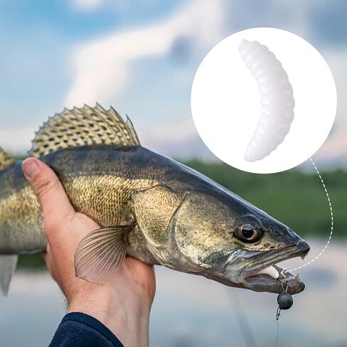 150Pcs Fake Worms for Fishing, Bass Soft Maggots Baits Bread Worm Realistic Fishing Lure, Plastic False Wax Worm for Freshwater Ice Lure Fishing in Kuwait