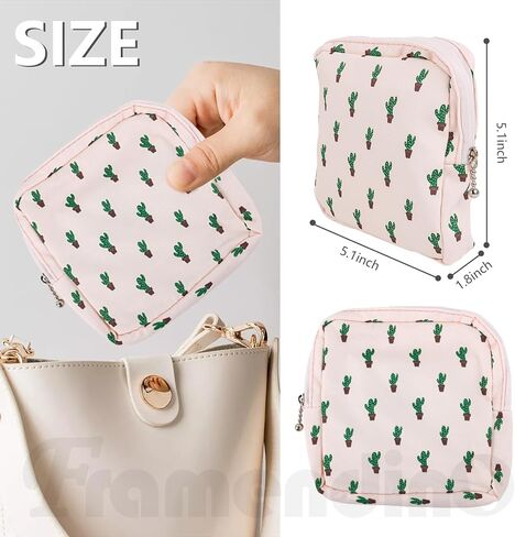 Framendino, 12 Pack Sanitary Napkin Storage Bag Set Zipper Menstrual Pad Pouch Tampons Holder Period Gifts for Women Cute Style in Saudi Arabia