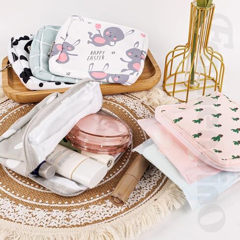 Framendino, 12 Pack Sanitary Napkin Storage Bag Set Zipper Menstrual Pad Pouch Tampons Holder Period Gifts for Women Cute Style in Saudi Arabia