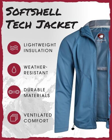 CANADA WEATHER GEAR Men's Tech Stretch Jacket - Hooded Softshell Jacket with Reflective Tape and Mesh Lining (Sizes: S-XXL) in Saudi Arabia