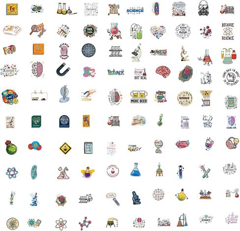 110pcs Science Stickers Pack, Chemistry, Biology, Physics, Science Classroom Decor for School Teacher Student Laboratory Sticker Decals for Laptop Water Bottle Notebook Science Party Favors and Decor in Saudi Arabia