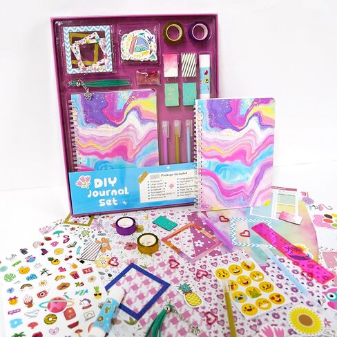 Eleption DIY Journal Kit for Girls Ages 8-12،98pcs Journal Set DIY Girls Diary Age 6-8 Scrapbook & Diary Set ، Journaling Art Crafts Kit for 8 9 10 11 12 13 14 14 alming teenage girl in Saudi Arabia
