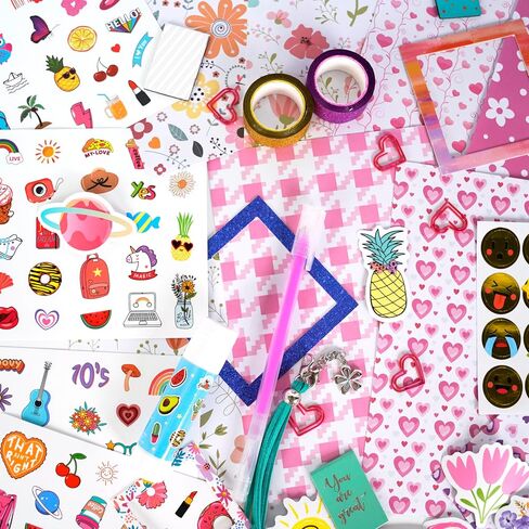 Eleption DIY Journal Kit for Girls Ages 8-12،98pcs Journal Set DIY Girls Diary Age 6-8 Scrapbook & Diary Set ، Journaling Art Crafts Kit for 8 9 10 11 12 13 14 14 alming teenage girl in Saudi Arabia