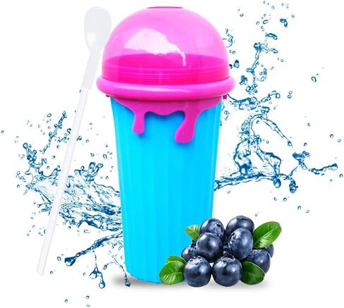 Color Land Slushy Cup (Large Capacity), TIK TOK Slushie Maker Cup Frozen Magic Squeeze Cup, Ice Cream Maker Cup, Cool Stuff Trending Tiktok Items Homemade DIY Cool Gadgets with Lid & Straw (BROWN) in Saudi Arabia