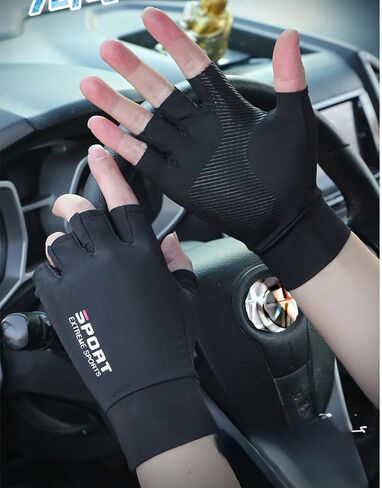 Fingerless-Sun-Gloves for Men UV-Protection-Fishing Gloves for Driving Kayaking Hiking Sailing in Kuwait
