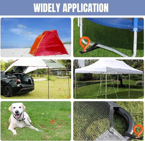 Eurmax USA Trampoline Anchor Kit Trampoline مرساة المسمار في خيمة مخاطر الأجزاء الترامبولين مراسي أرضية شديدة التحمل للترامبولين ، الستائر ، الخيام ، حصص مرساة في الهواء الطلق 4 عبوات مع الأشرطة (برتقالي) in Saudi Arabia