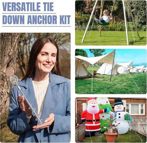 Eurmax USA Trampoline Anchor Kit Trampoline مرساة المسمار في خيمة مخاطر الأجزاء الترامبولين مراسي أرضية شديدة التحمل للترامبولين ، الستائر ، الخيام ، حصص مرساة في الهواء الطلق 4 عبوات مع الأشرطة (برتقالي) in Saudi Arabia
